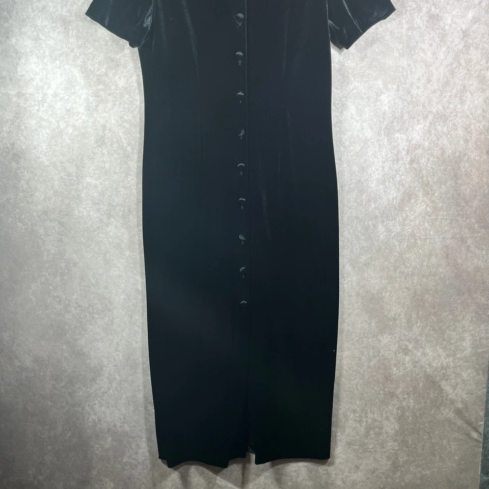 Vestido Vaina Vintage Sag Harbor Para Mujer 12 Negro Terciopelo Midi Maxi Gótico Bruja Foto 2 de 4