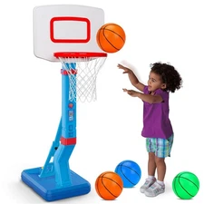 Toddler Basketball Hoop Indoor Mini Adjustable Basketball Goal with Ball Pump...