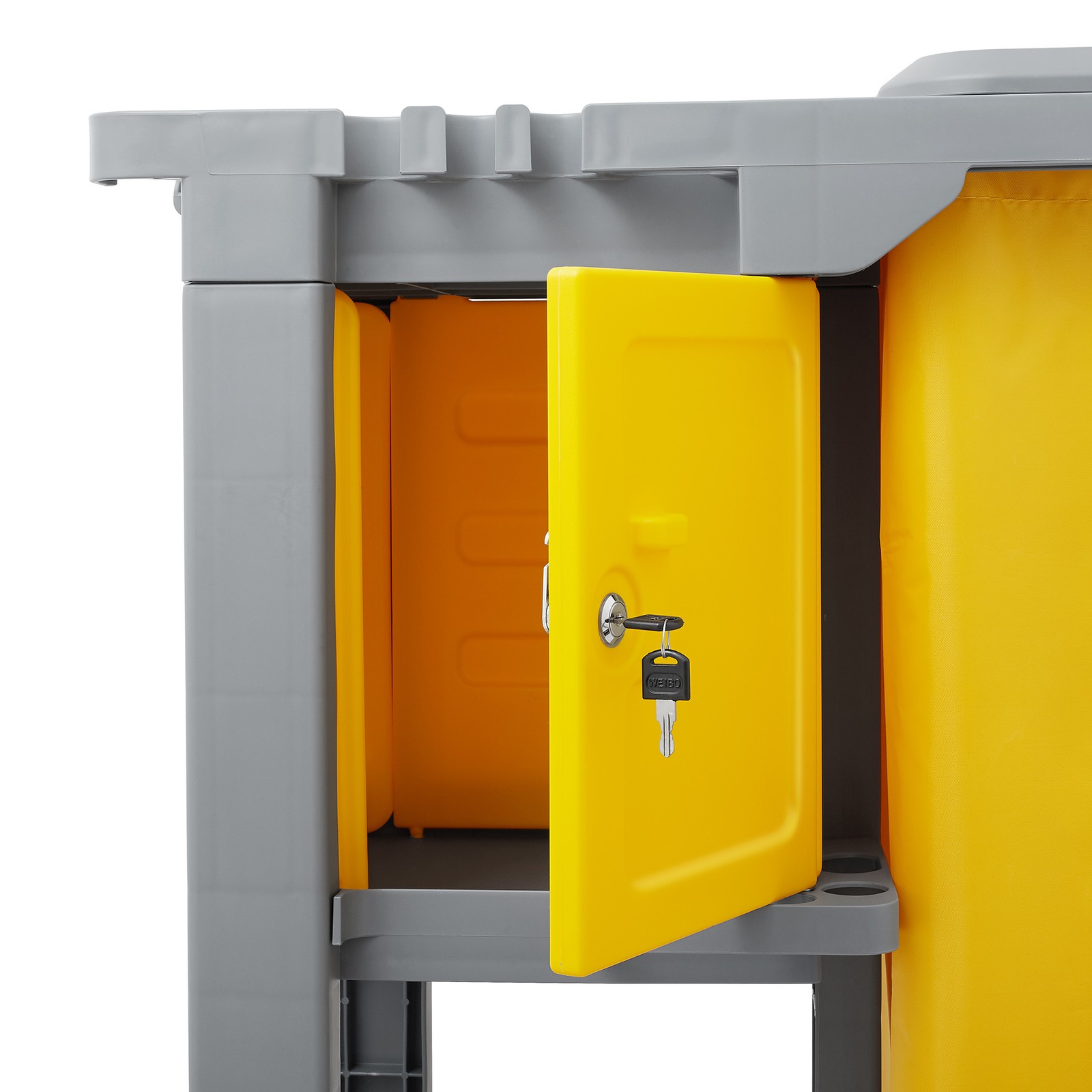 Commercial Janitorial Cleaning Cart Caddy on Wheels with Key-Locking Cabinet