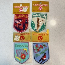 VINTAGE VOYAGER Emblems  Patches LOT OF 4 States MI NY IA And Mohawk Trail