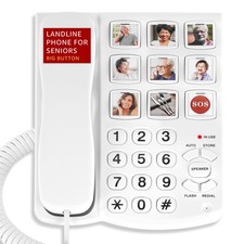 Uvital Big Button Phone for Seniors, Corded Landline Phone with 9 One-Touch D...