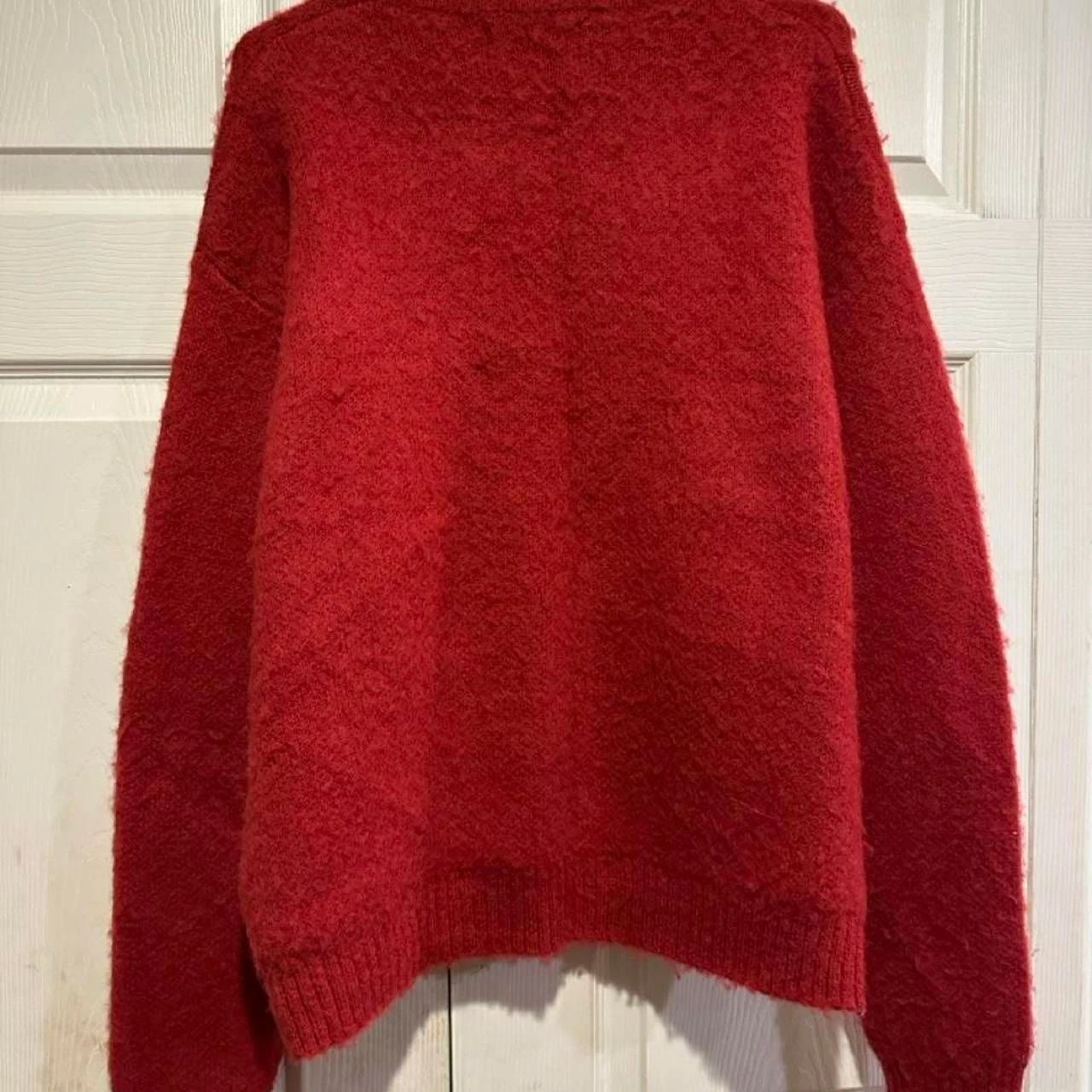 Mutimer shaggy mohair knit in the wine colorway. Super thick, fuzzy, and heavy. image 2