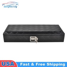 34.5 X 12.75 X 6.4 Black Aluminum Pickup Truck Bed Tool Box Trailer Storage