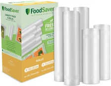 Custom Length Vacuum Sealer Bags Multipack, 5 Count Rolls for Airtight Food Stor