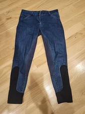 Piper by Smartpak Riding Breeches Dark Navy Blue Gray Knee Grips Jean Style 32