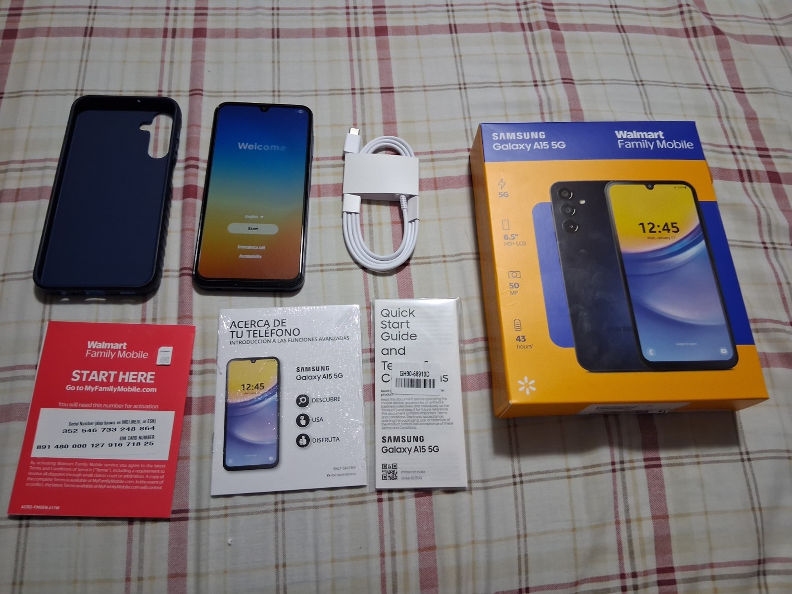 Samsung Galaxy A15 5G SM-A156V 64GB  Walmart Family Mobile Smartphone Blue