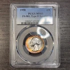 MS65 1958 25C Washington Silver Quarter, PCGS Trueview- Type B Reverse, Toned