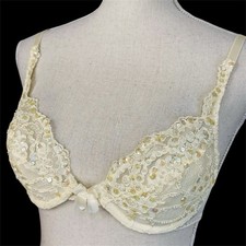 Vintage Victoria s Secret Ivory Sequin Pearl Bra Size 34B Fairycore Coquette