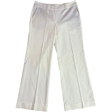 St John Collection White Wide Leg Pants Cuffed Size 10 Spring 09