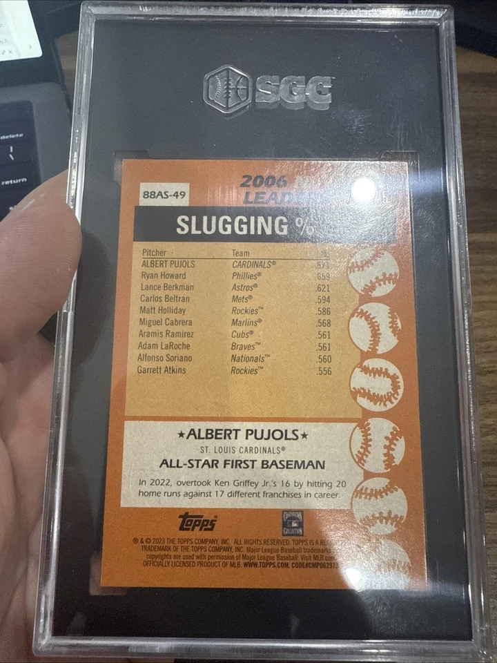 2023 Topps 1988 All-Star Baseball #88AS-49 Albert Pujols Cardinals 74/75 NM 8 - Image 3 of 3