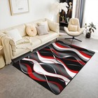 Geometric Area Rug 5x7 White Red Black Grey Lines Rugs for Living Room Bedroo...
