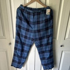 Vintage Pendleton 100 Wool Blue Tartan Plaid Pants Sz 12 Petite Deadstock