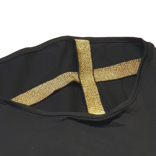 NWOT Stretchy Black Top With Gold Cut-out Detail Size 20-22 - Plus Size Fashion - Picture 2 of 4