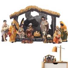 vintage nativity set with 12 figures ceramic CRECHE manger Christmas home deco