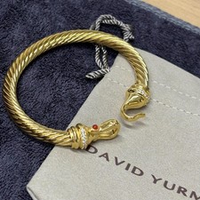 David Yurman 7mm Cable Cuff w/ Diamonds & 18K Gold bracele