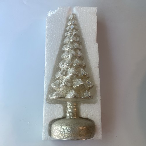 Avon Glitzer beleuchteter Weihnachtsbaum in Box weiß silber Sterne strukturiert Batterie - Bild 9 von 12