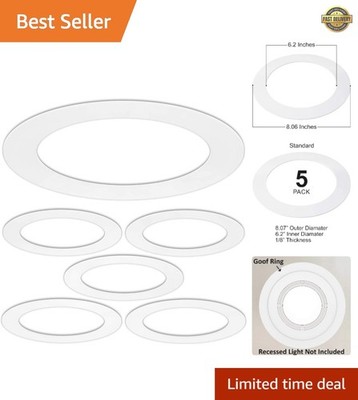 5 Pack Gloss White Goof Trim Ring for 6'' Inch Recessed Can Lighting Down Ligh...