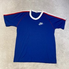 Vintage Nike Sportswear T-Shirt Made in USA Blue White Red Mens