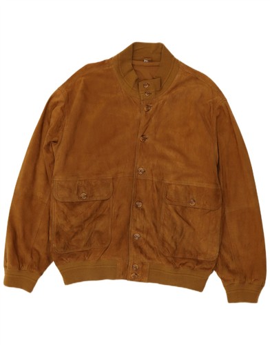 Luca D'altieri Mens Suede Bomber Jacket IT 56 3XL Brown Leather DX05 - Picture 1 of 3