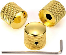 3PCS Metal Volume Tone Dome Guitar Speed Control Knurled Shaft Pots Knobs with K