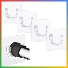 Shower Rod Holder Adhesive No Drill Curtain Bar Mount 4Pcs Heavy Duty Wall Suppo