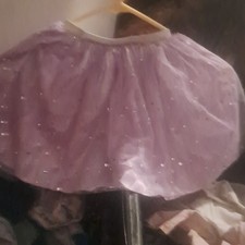Girls Purple Tulle Tutu Skirt One Size Dance Costume Glitter Star Sparkle
