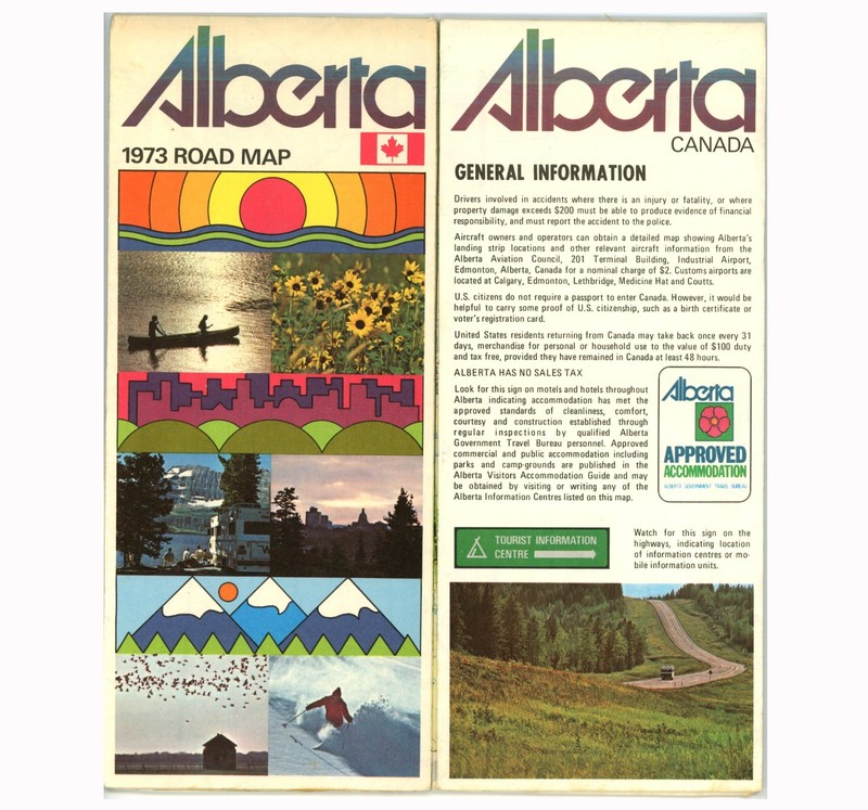 Vintage 1973 Alberta Canada Official Road Map