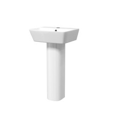 White 450mm Square Modern Full Pedestal Basin