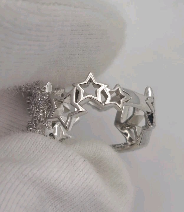 925 Sterling Silver Multi Star Ring Starbust Dazz… - image 8