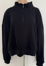 Victoria's Secret PINK Long Sleeve 1/4 Zip Fleece Sweatshirt Black XL NWT