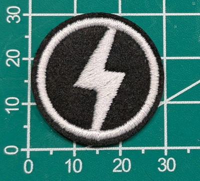 LIGHTNING BOLT - BLACK/WHITE - Embroidered Iron/Sew On Patch. Free Shipping