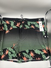 NWT Hurley Floral Phantom State Beach 18-Inch Boardshorts Size 40 With 7  Inseam