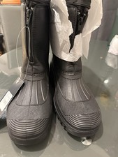 Cotton Traders - Black Waterproof Fur Lined Front Zip Warm Snow Boots Size 8