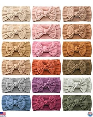 18pcs Baby Nylon Headbands with Bows - Hair Accessories for Newborns & Toddlers