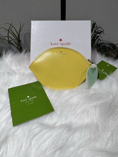 Kate Spade Lemon Coin Purse NWT Yellow Leather Novelty Pouch Box Included