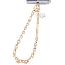 Cute White Flower Phone Lanyard Metal Chain Cell 1.9 cm, Golden
