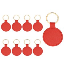 9pcs Leather Keychain,50mm Sublimation Keychain Blanks,Round,Red