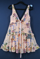 New, Mac Duggal Floral Ruffle A-Line Mini Dress in Pink Size 2 MD0207