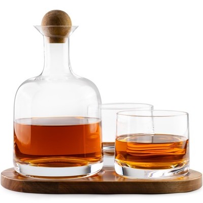 Cork & Mill Whiskey Decanter Set, HandBlown LeadFree Crystal 800ml Liquor Dec...