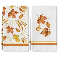 AnyDesign Fall Kitchen Dish Towel 18 x 28 Inch Autumn Leaves Tea Towel Rustic...