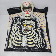 Vintage 1972 Ben Cooper Skeleton Child's Costume with Mask READ DESCRIPTION 