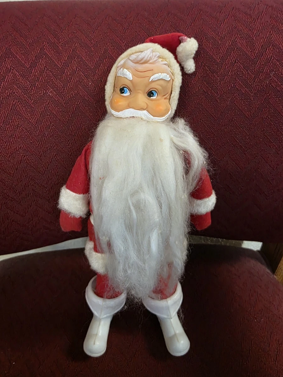 Vintage Rubber Face SANTA CLAUS blue eyes 14 in Figure Christmas