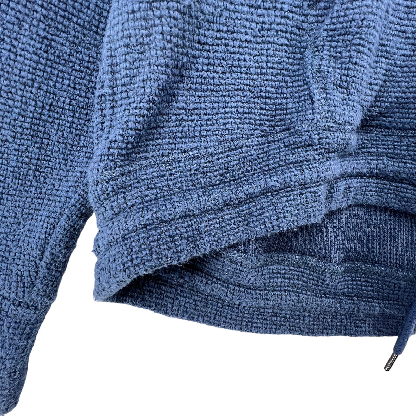 sweaty-betty chunky knit turtleneck kangaroo pouch thumbholes sweater
