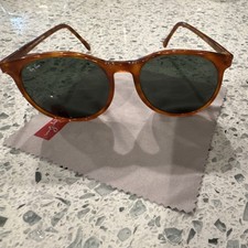 Vintage RAY-BAN Round Tortoise Plastic Frame Green Lens Sunglasses Bausch Lomb
