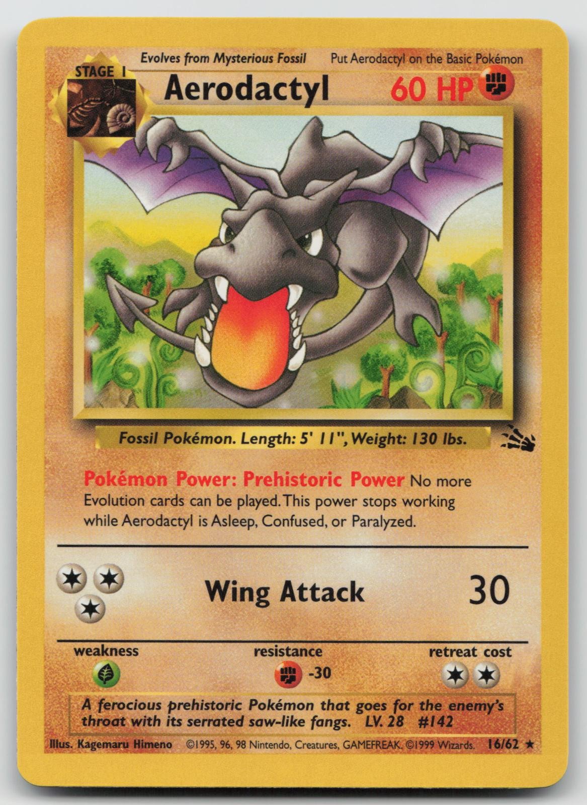 AERODACTYL 16/62 RARE FOSSIL POKEMON UNLIMITED NM/M