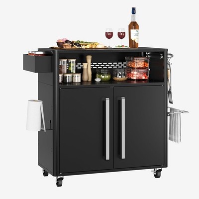 Heavy-Duty 2-Tier Outdoor Kitchen Island with Locking Wheels   883 sq.in. Pre...