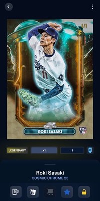 TOPPS BUNT DIGITAL 2025 COSMIC CHROME ROKI SASAKI SUPERFRACTOR 1/1 RC DODGERS