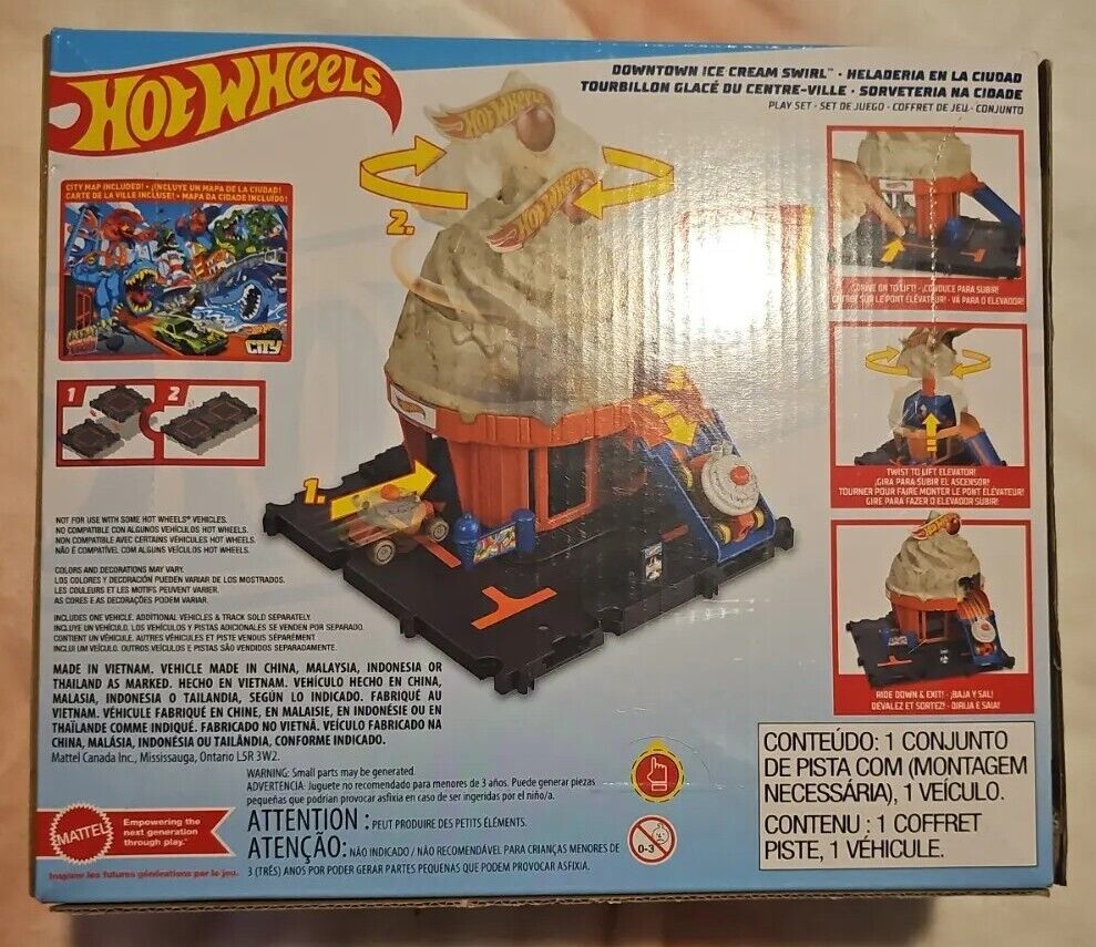 Hot Wheels City Track Set with 1 Car, Track Play That Connects to Other  Sets, Ice Cream Shop Playset​​