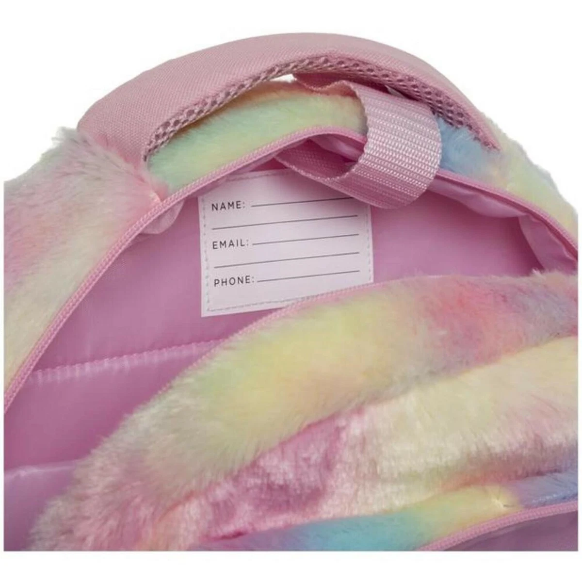 WHSmith Unicorn Fur Maxi Backpack Pastel Rainbow Colour With Sparkly Sequins