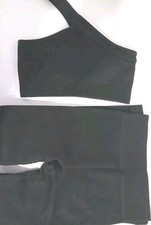 Women's Size Small Workout Outfit New 2 Pc Seamless Ribbed 1 Strap Bra Leggings